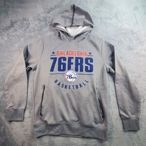 Philadelphia 76ers Graphic Print Hooded Sweatshirt Size S Gray